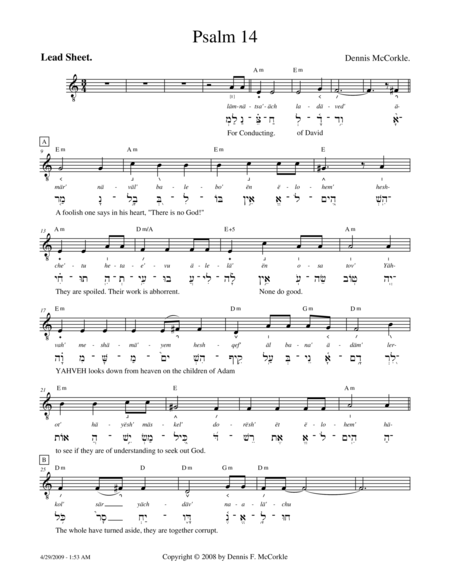 Free Sheet Music Psalm 14
