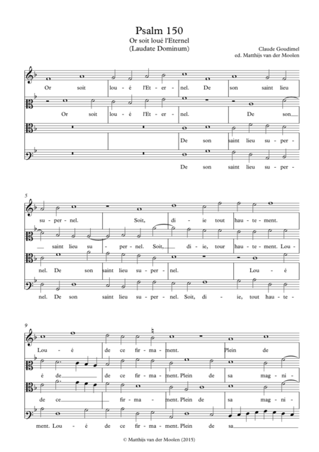 Free Sheet Music Psalm 150 Or Soit Lou L Eternel Laudate Dominum Urtext