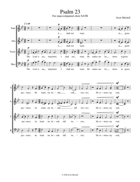 Free Sheet Music Psalm 23 A Cappella Version