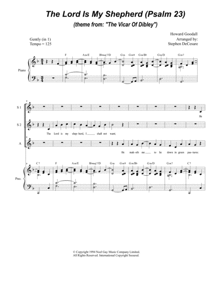 Psalm 23 Theme From The Vicar Of Dibley For Ssa Sheet Music