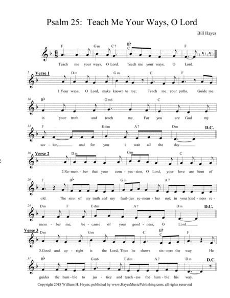 Free Sheet Music Psalm 25 Teach Me Your Ways Leadsheet