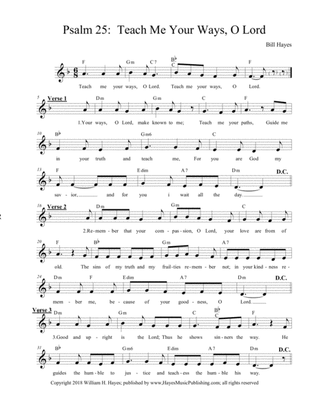 Psalm 25 Teach Me Your Ways O Lord Sheet Music