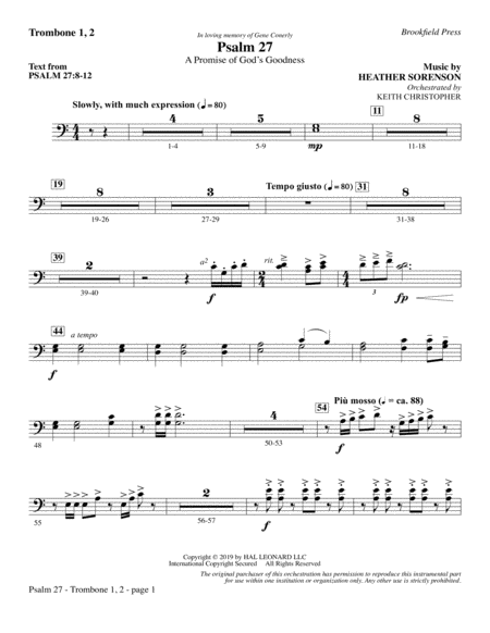 Free Sheet Music Psalm 27 Trombone 1 2