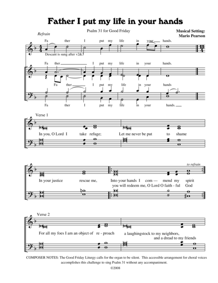 Free Sheet Music Psalm 31 For Good Friday