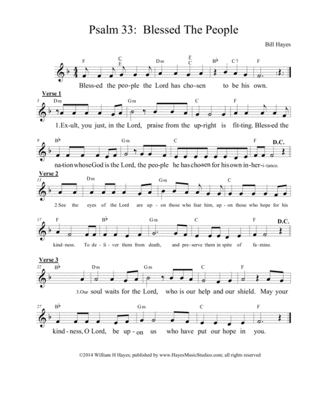 Psalm 33 Blessed The People Sheet Music