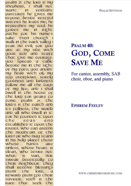 Psalm 40 God Come Save Me Sheet Music