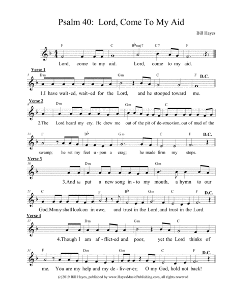 Free Sheet Music Psalm 40 Lord Come To My Aid