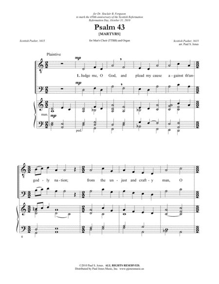 Free Sheet Music Psalm 43 Judge Me O God And Plead My Cause