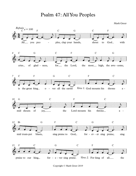 Psalm 47 All You Peoples Sheet Music
