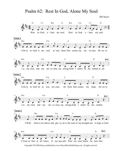 Free Sheet Music Psalm 62 Rest In God Alone My Soul