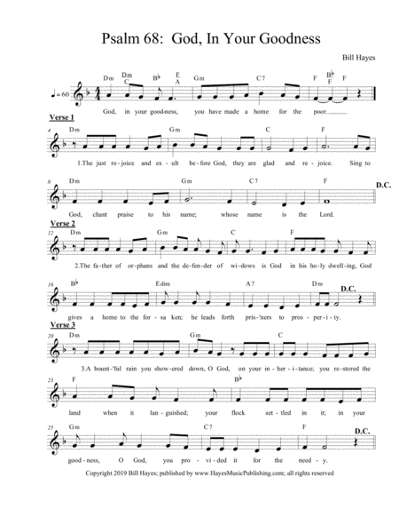 Psalm 68 God In Your Goodness Sheet Music