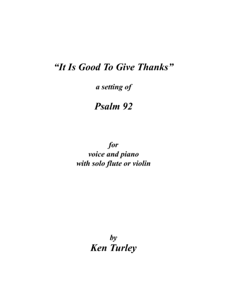 Free Sheet Music Psalm 92 It Is Good To Give Thanks To The Lord