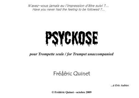 Psyckose For Trumpet Unaccompanied Sheet Music