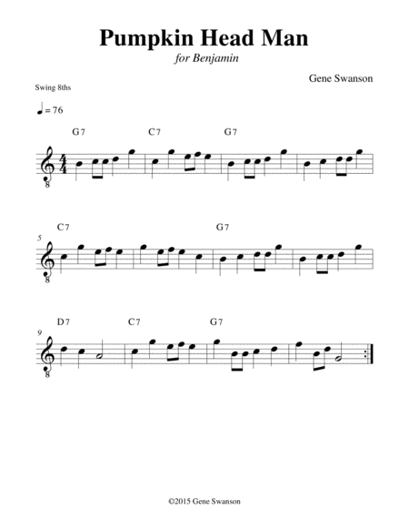 Free Sheet Music Pumpkin Head Man Play Along