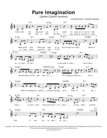 Pure Imagination Jamie Cullum Lead Sheet Sheet Music