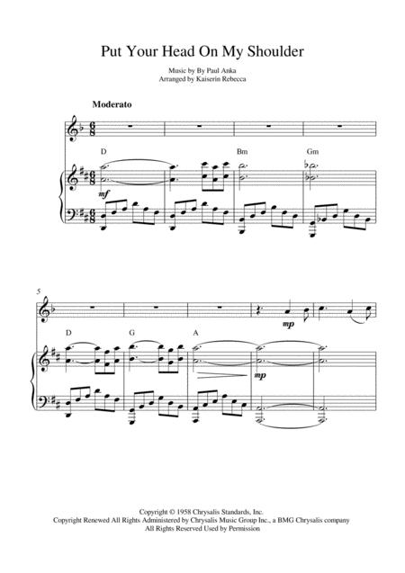 Free Sheet Music Put Your Head On My Shoulder Clarinet In A Solo And Piano Accompaniment