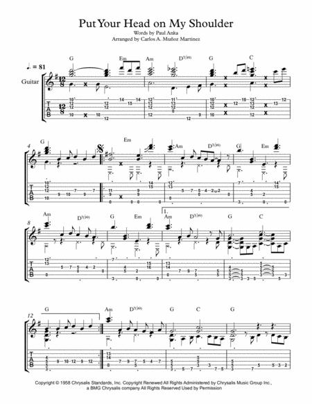 Put Your Head On My Shoulder Fingerstyle Sheet Music