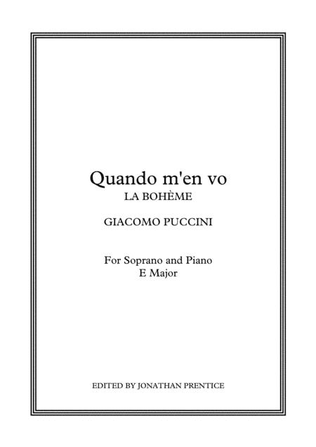 Free Sheet Music Quando M En Vo La Bohme E Major