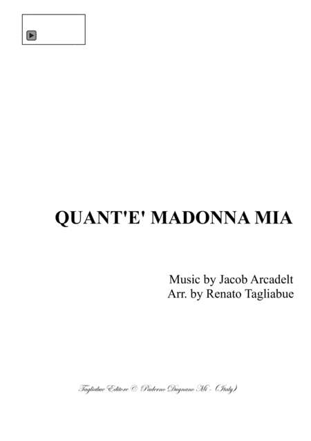 Quant E Madonna Mia Arcadelt For Satb Choir Sheet Music