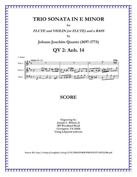 Quantz Trio Sonata In E Minor Qv 2 Anh 14 Sheet Music