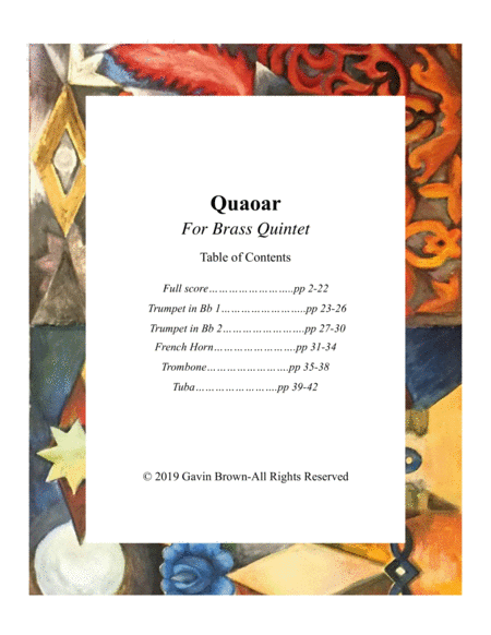 Free Sheet Music Quaoar For Brass Quintet