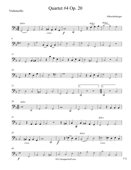 Free Sheet Music Quartet 4 Op 20 In F Major