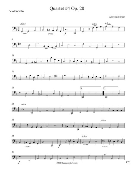 Quartet 4 Op 20 In F Major Sheet Music