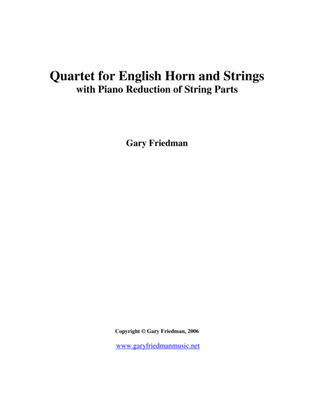 Quartet For English Horn And Strings Sheet Music