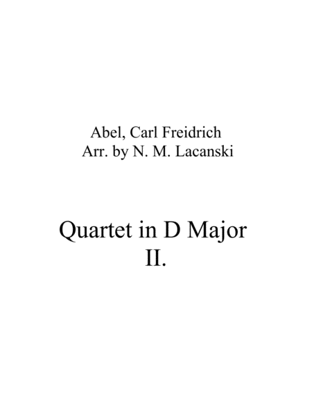 Quartet In D Major Movement 2 Sheet Music