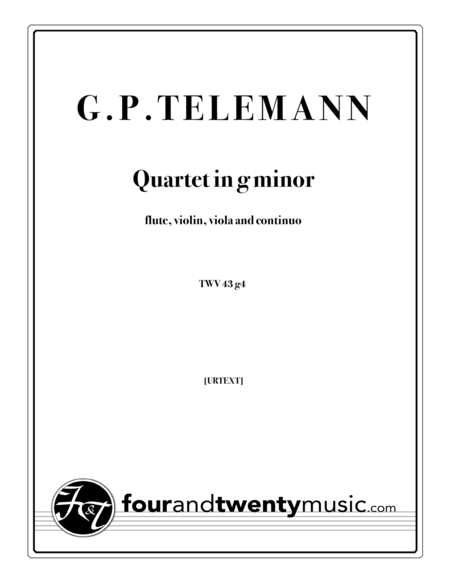 Quartet In G Minor For Flute Violin Viola And Continuo Twv 43 G4 Urtext Sheet Music