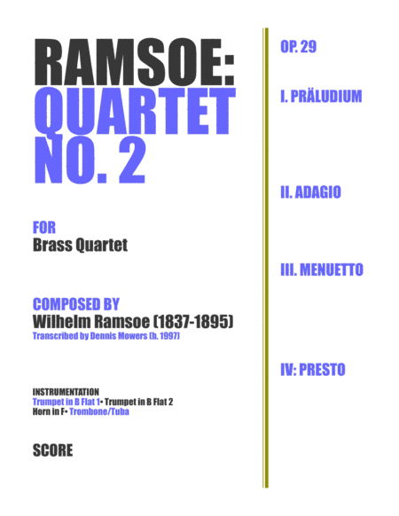 Free Sheet Music Quartet No 2 For Brass Wilhelm Ramsoe Op 29