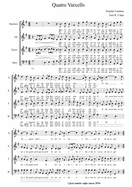 Free Sheet Music Quatre Vaixells