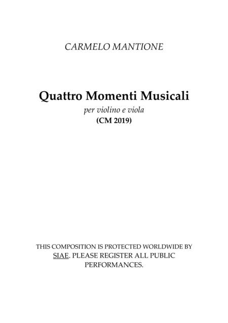 Free Sheet Music Quattro Momenti Musicali Per Violino E Viola Cm 2019