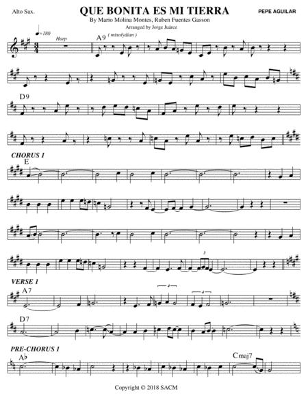 Que Bonita Es Mi Tierra Alto Sax Sheet Music