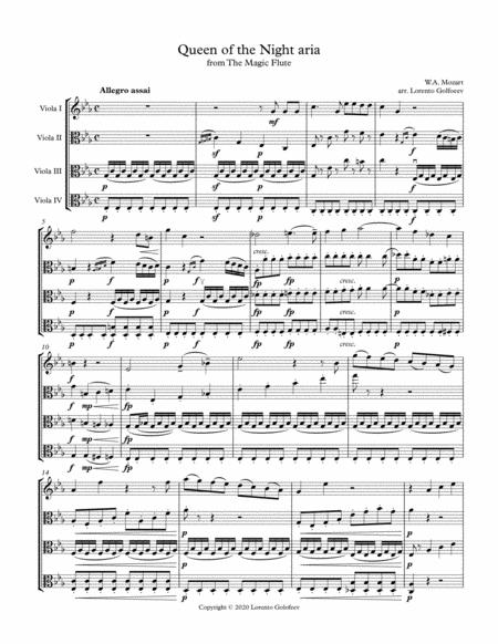 Free Sheet Music Queen Of The Night Aria For 4 Violas