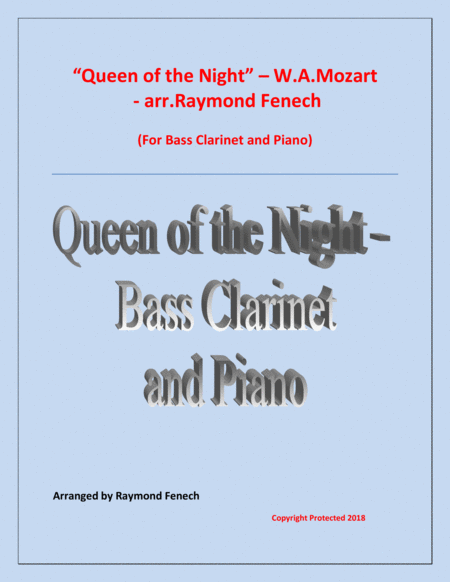 Queen Of The Night From The Magic Flute Bass Clarinet And Piano Sheet Music