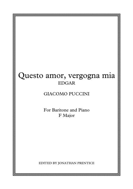 Questo Amor Vergogna Mia Edgar F Major Sheet Music