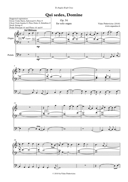 Free Sheet Music Qui Sedes Domine Op 54 2018 For Solo Organ