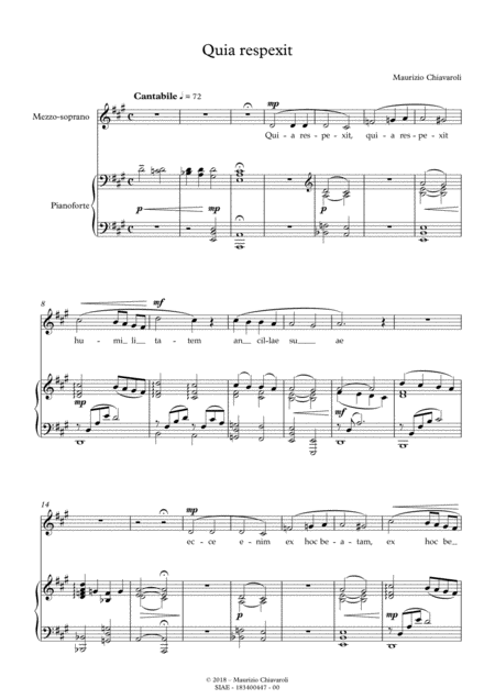 Quia Respexit Sheet Music