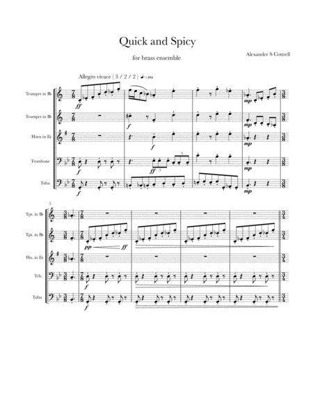 Free Sheet Music Quick And Spicy For Brass Quintet