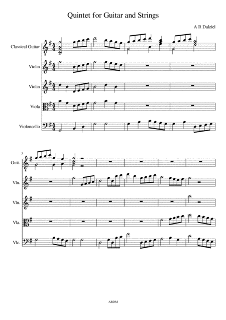 Quintet For Guitar And Strings Sheet Music