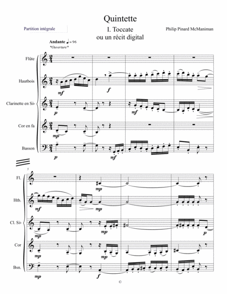 Free Sheet Music Quintette Toccate Ou Le Rcit Digital Wind Quintet