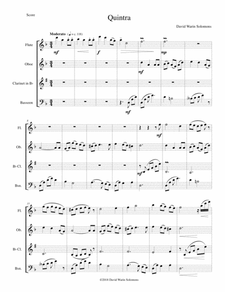 Quintra For Wind Quartet Sheet Music