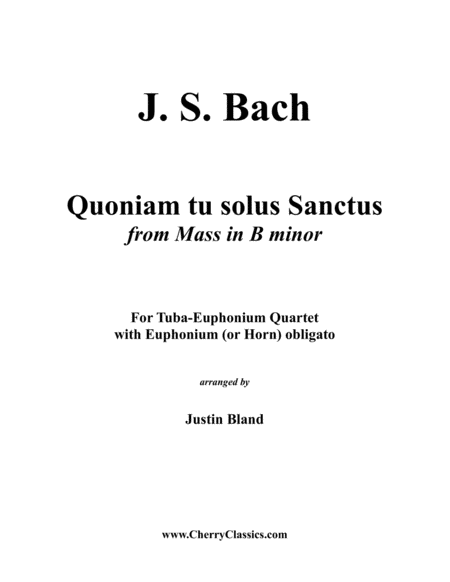 Quoniam Tu Solos Sanctus From The B Minor Mass For 5 Part Tuba Ensemble Sheet Music