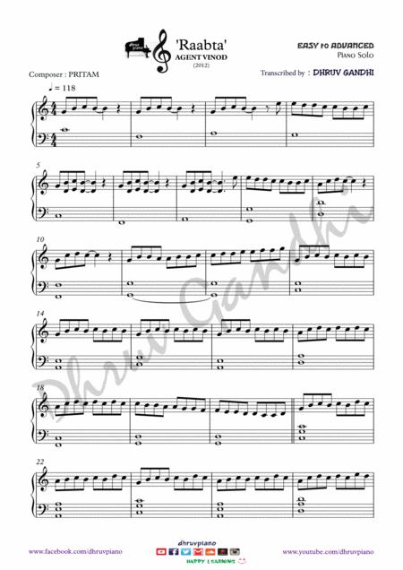 Raabta Piano Arrangement Easy To Advanced Sheet Music