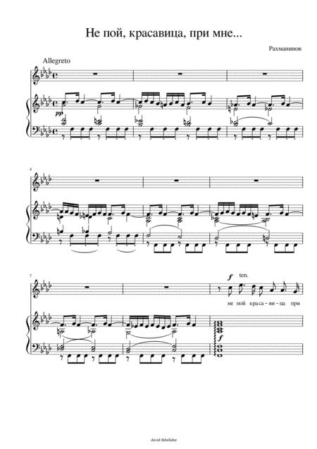 Free Sheet Music Rachmaninoff Dont Sing My Beauty