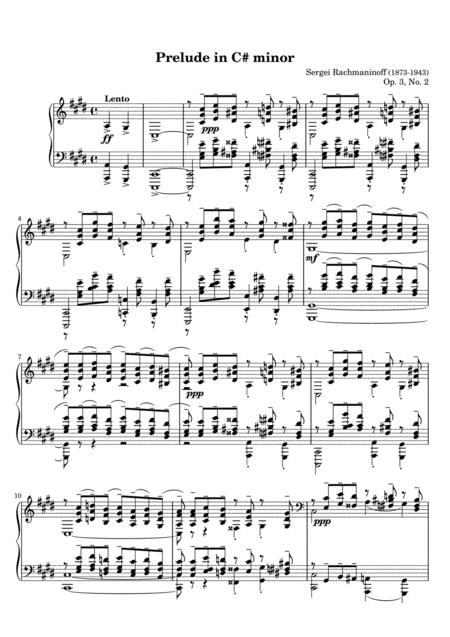 Rachmaninoff Prelude Op 3 No 2 In C Minor Original Piano Solo Sheet Music