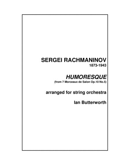 Rachmaninov Humoresque Op 10 No 5 For String Orchestra Sheet Music