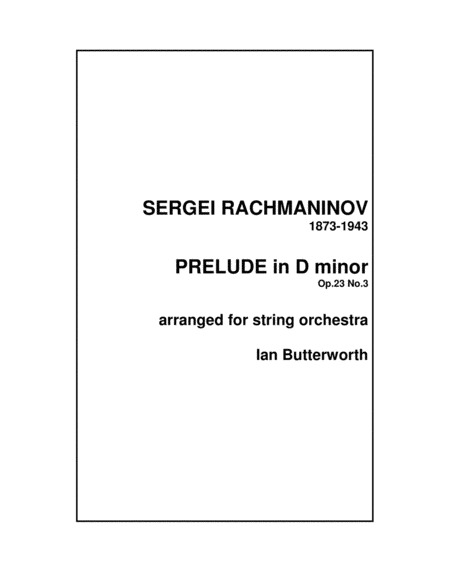 Free Sheet Music Rachmaninov Prelude Op 23 No 3 For Strings