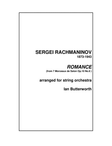 Rachmaninov Romance Op 10 No 6 For String Orchestra Sheet Music